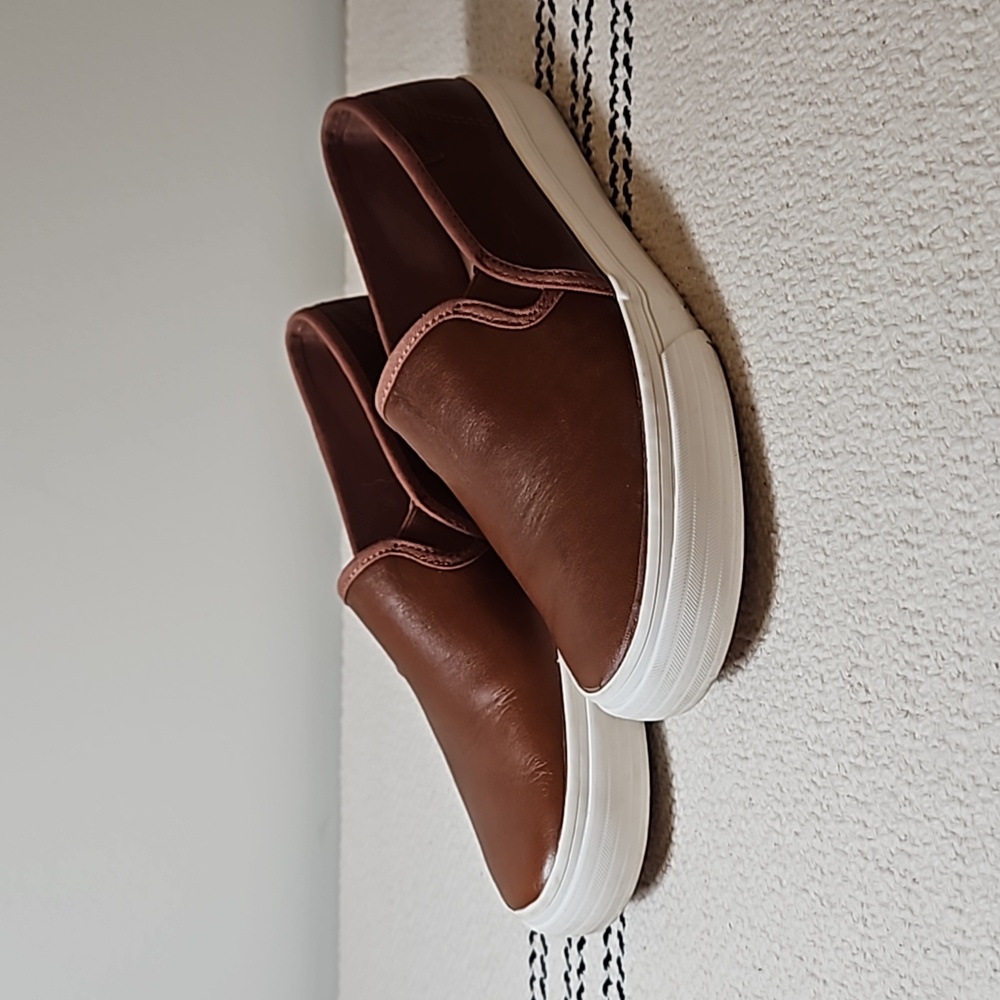 KEDS Double Decker Leather Slip On - Cognac - Size 7W